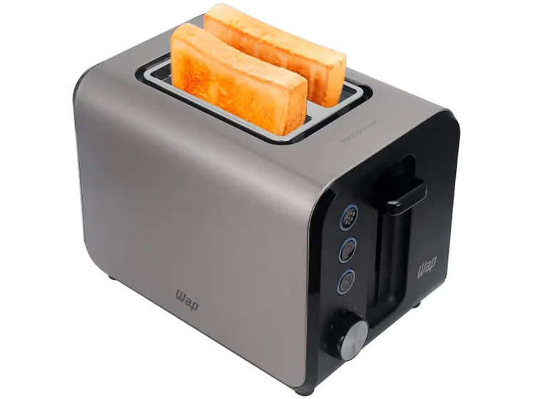 Torradeira Elétrica Wap 2 Fatias 7 Níveis de Tostagem Preta e Prata WTE1