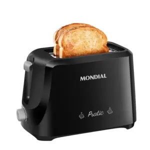Tostador de Pães Elétrico Mondial Pratic Preto/Prata 700W 110V T-18 Tostador de Pães Elétrico Mondial Pratic Preto/Prata 700W 110V T-18
