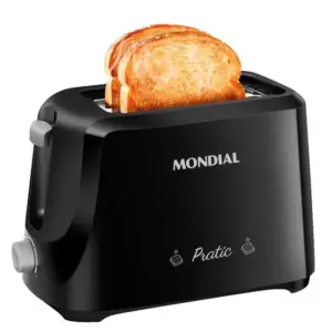 Tostador de Pães Elétrico Mondial Pratic Preto/Prata 700W 220V T-18 Tostador de Pães Elétrico Mondial Pratic Preto/Prata 700W 220V T-18