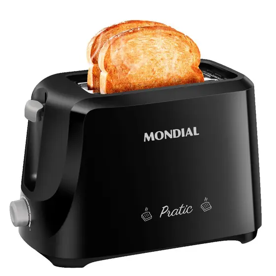 Tostador de Pães Elétrico Mondial Pratic Preto/Prata 700W 220V T-18