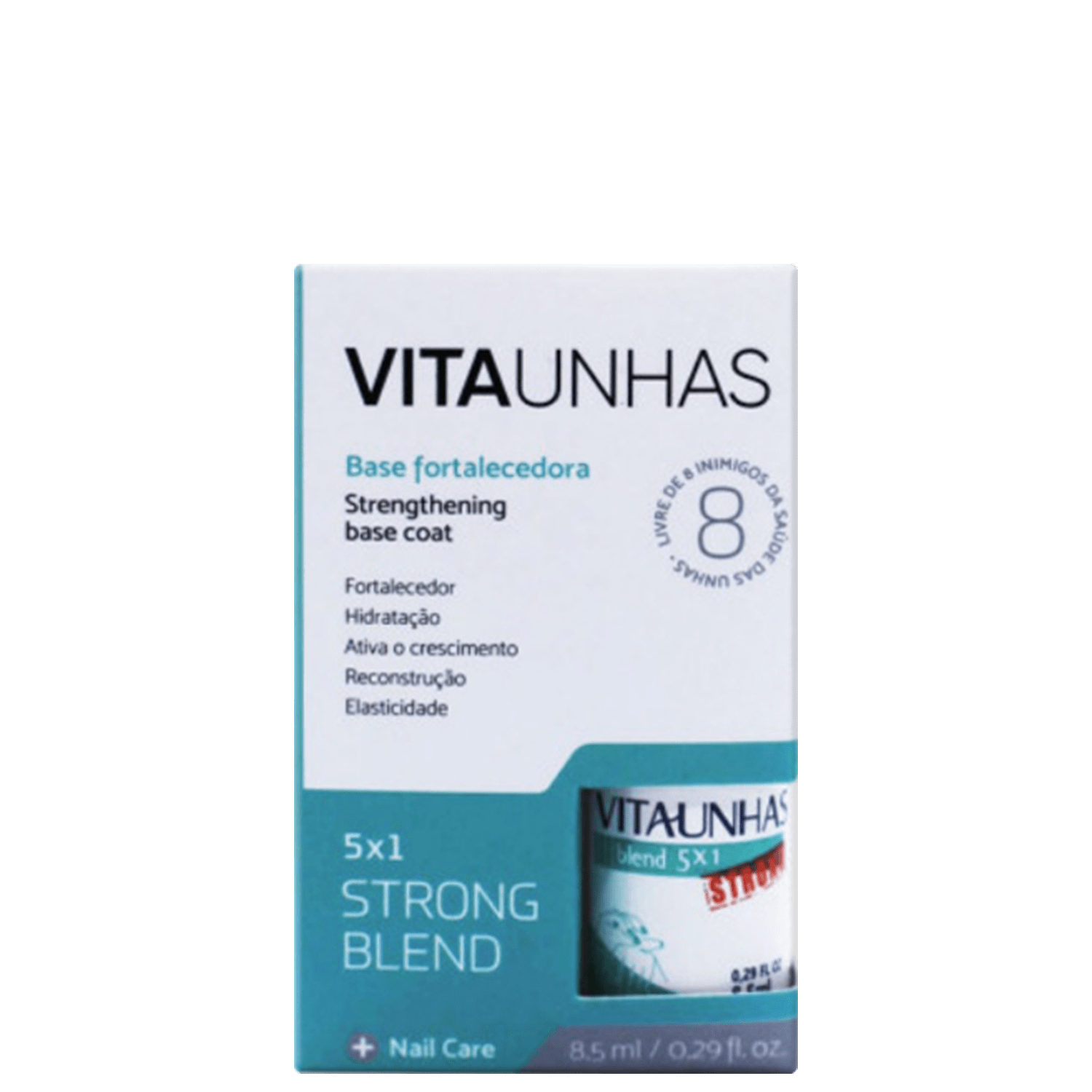 Base Fortalecedora VitaUnhas Strong Blend 5×1 de Unhas 8,5ml