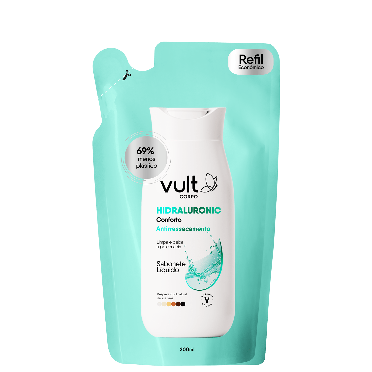 Sabonete Líquido Refil Vult Corpo Hidraluronic Conforto Antirressecamento 200ml