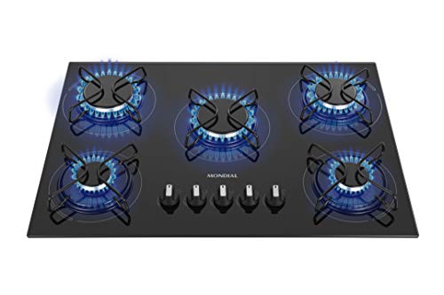 Cooktop a Gás, 5 Bocas, Mondial, Preto/Inox, Bivolt - CTG-02
