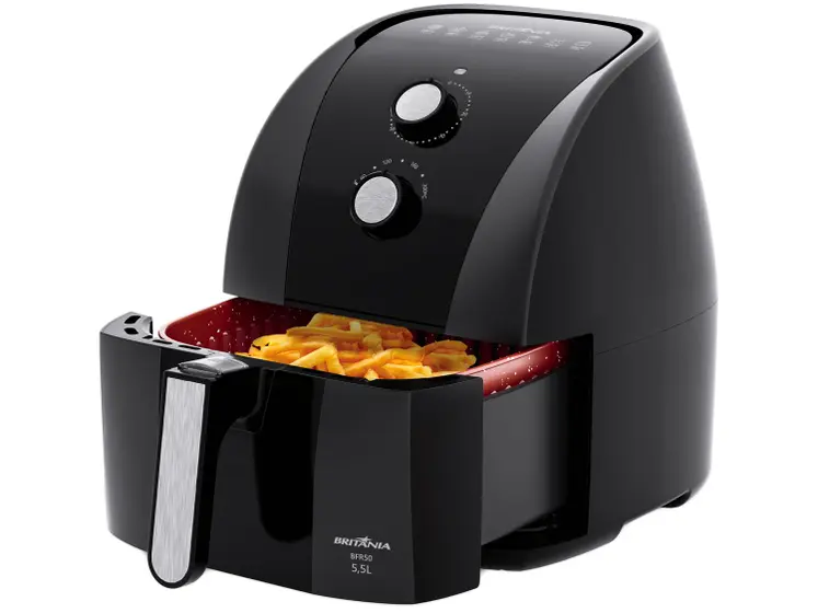 Fritadeira Elétrica Air Fryer Britânia Redestone Preta 5,2L com Timer BFR50
