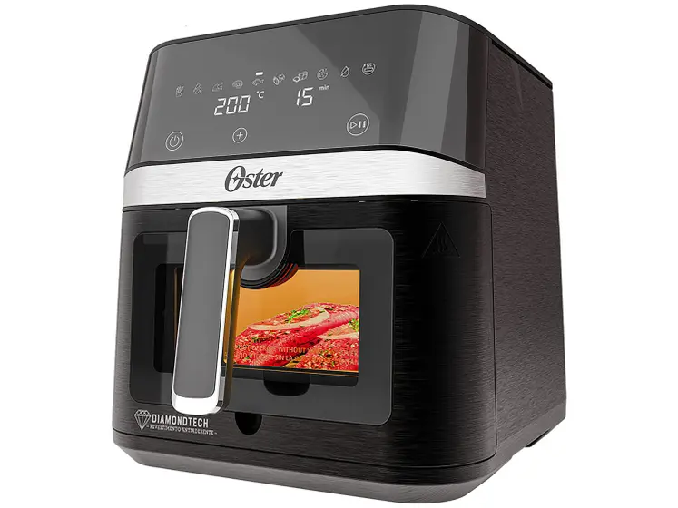 Fritadeira Elétrica Air Fryer Oster DiamondTech Preto e Prata 6L com Timer