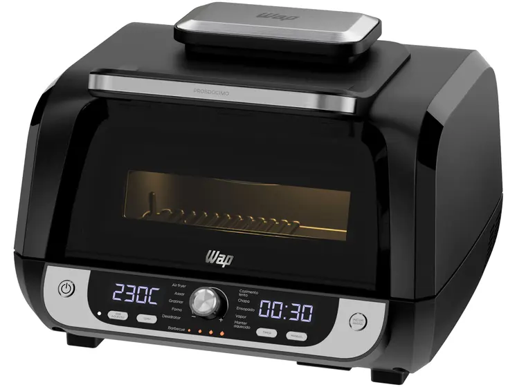Fritadeira Elétrica Air Fryer Wap Barbecue Preto e Cinza com Timer