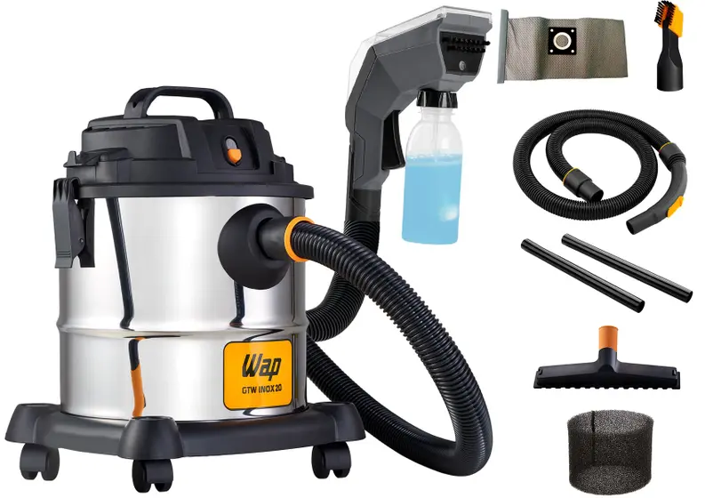Aspirador de Pó e Água WAP GTW Inox 1600W 20L com Bico Extratora