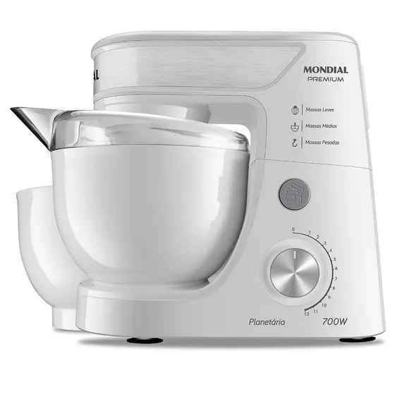 Batedeira Planetária Mondial Branco/Inox 220V