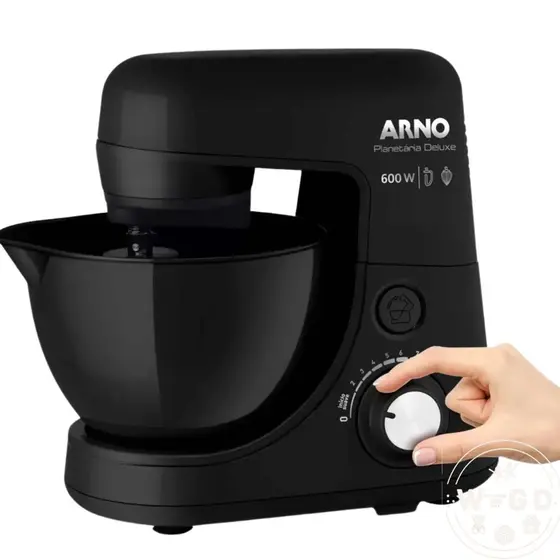 Batedeira Planetária Arno Nova Deluxe 4L 600W 8 Velocidades Preta 110V SX34