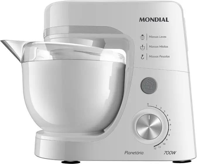 Batedeira Planetária Mondial 700W 12 Velocidades Branca