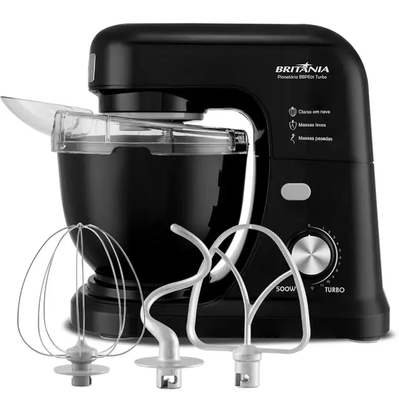Batedeira Planetária Britânia 4L 500W 12 Velocidades Preta 110V BBPE01