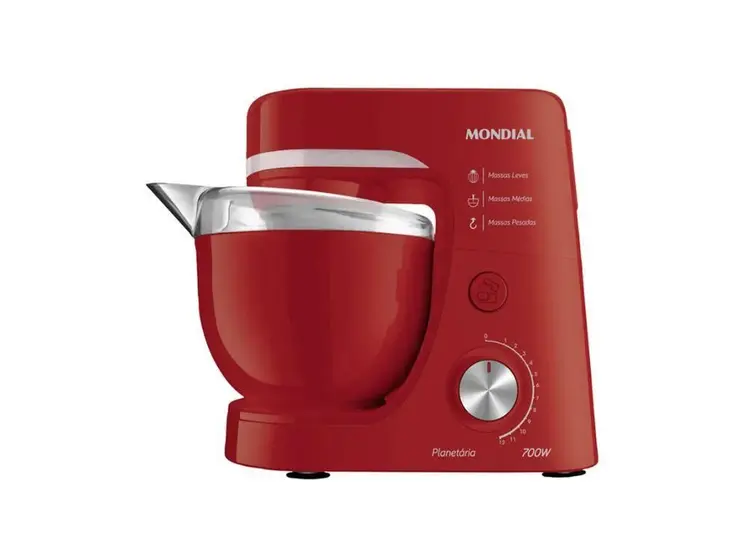 Batedeira Planetária Mondial 700W 12 Velocidades Vermelha 127V BP-03-R
