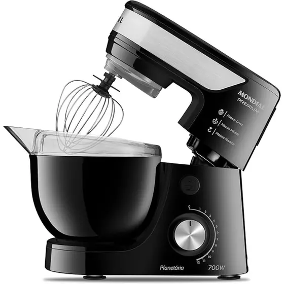 Batedeira Planetária Mondial Premium 700W 12 Velocidades Preto/Inox 220V BP-01P-B