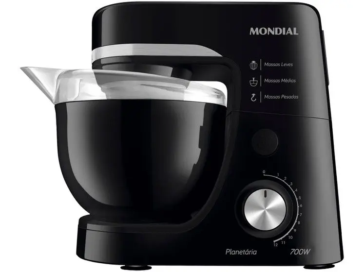 Batedeira Planetária Mondial Premium 700W 12 Velocidades Preta BP-03-B