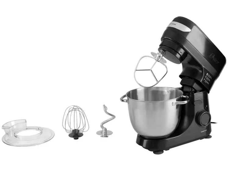 Batedeira Planetária Oster 4L 850W 12 Velocidades Tigela Inox Preta OBAT641