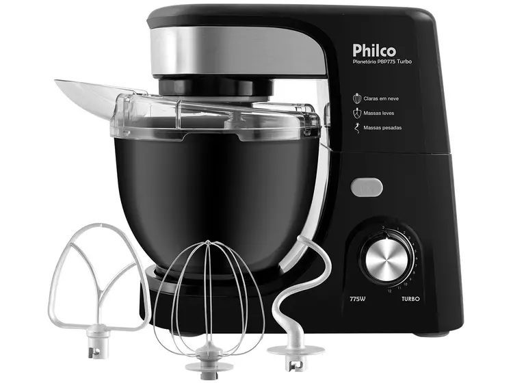 Batedeira Planetária Philco Turbo 4L 775W 12 Velocidades Preta PBP775P