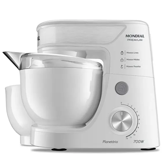 Batedeira Planetária Mondial Premium com 2 Tigelas e 3 Batedores 220V BP-01P-W