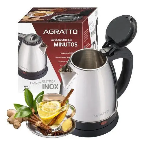 Chaleira Elétrica Inox Agratto 1.8L com Base Removível 1500W 220V