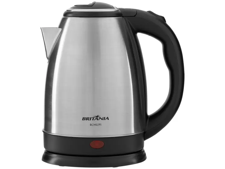 Chaleira Elétrica Inox Britânia 1.8L Prata/Preta com Desligamento Automático BCH02PI
