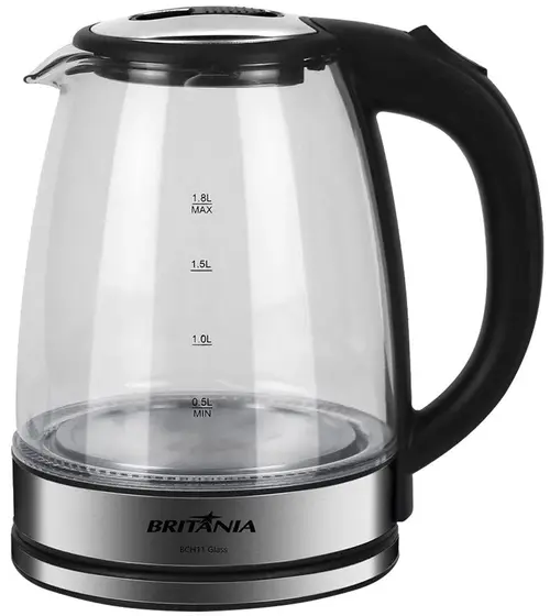 Chaleira Elétrica de Vidro Inox Britânia Glass 1.8L 1500W 220V BCH11
