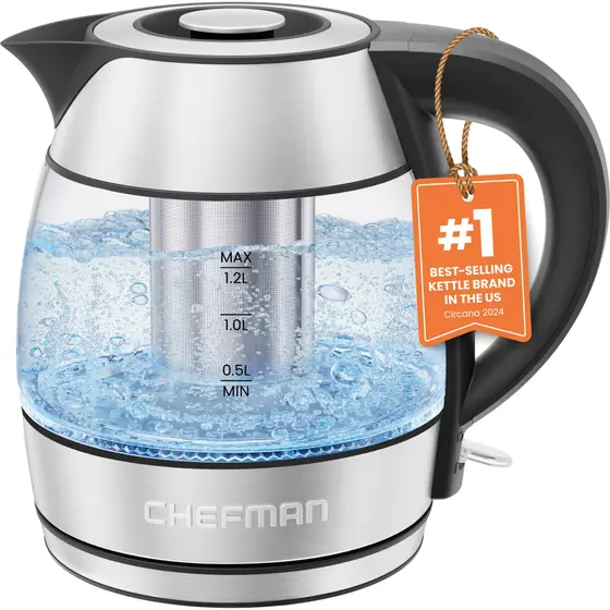 Chaleira Elétrica Inox Chefman 1.2L 1500W com Infusor de Chá