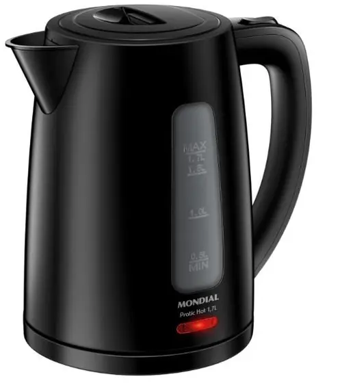 Chaleira Elétrica Mondial Luxx Black 1.7L 1500W com Desligamento Automático 127V