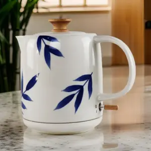 Chaleira Elétrica de Porcelana Tuut Eleganza 1L Folhas de Bambu 220V