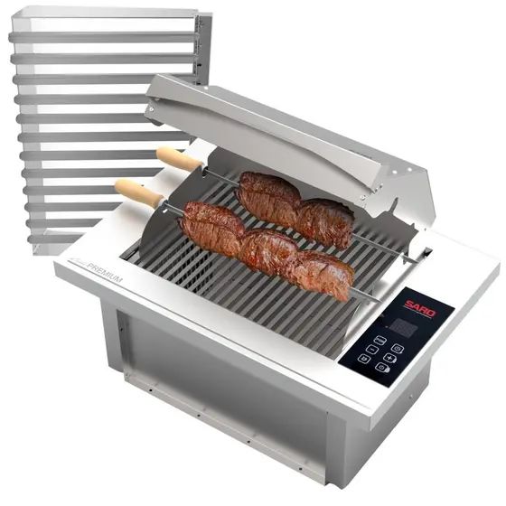 Churrasqueira Elétrica Cooktop de Embutir Saro Digital Revestimento Térmico Inox 127V