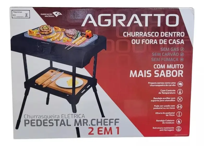 Churrasqueira Elétrica com Pedestal Agratto 2 em 1 75cm 127V