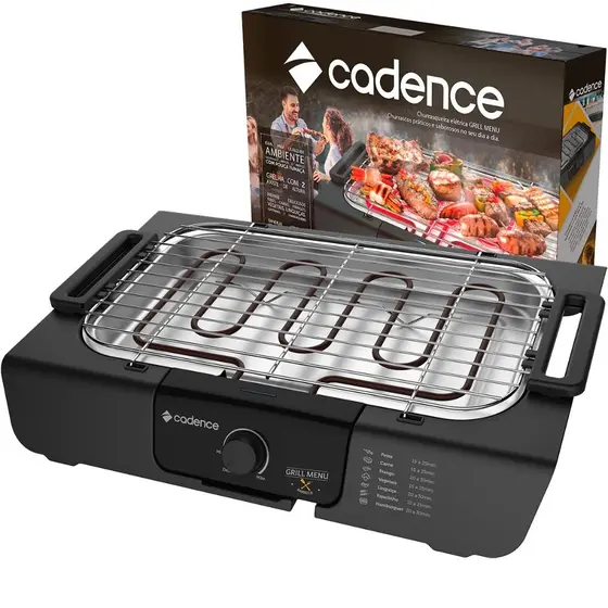 Churrasqueira Elétrica de Mesa Cadence Grill Menu Desmontável 1800W 127V GRL810