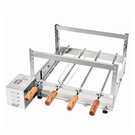 Churrasqueira Elétrica de Bancada Rotativa Arke Gira Bem 4 Espetos Aço Inox Regulável Bivolt