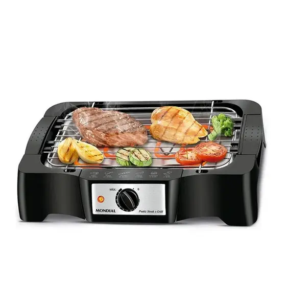 Churrasqueira Elétrica Mondial Pratic Steak & Grill Preta 1200W 110V CH-07