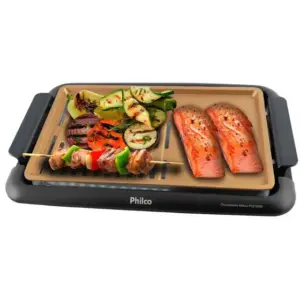 Churrasqueira Elétrica de Mesa Philco Base Removível Coletor de Gordura 1500W 127V PCQ1500D