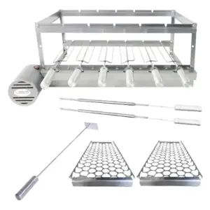 Churrasqueira Elétrica Giratória Brasa Grill Combo 6 Espetos