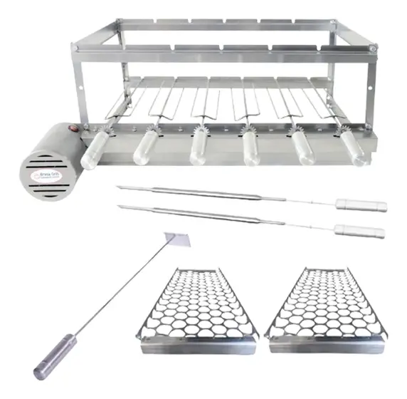 Churrasqueira Elétrica Giratória Brasa Grill Combo 6 Espetos