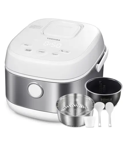 Panela de Arroz Elétrica Multifuncional Toshiba 5.5 Xícaras Digital com Vapor e Slow Cooker