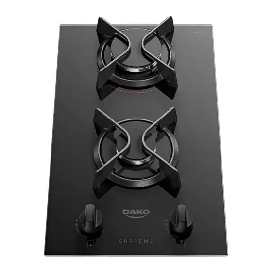 Cooktop a Gás Dako Supreme 2 Bocas com Mesa de Vidro Preto Bivolt