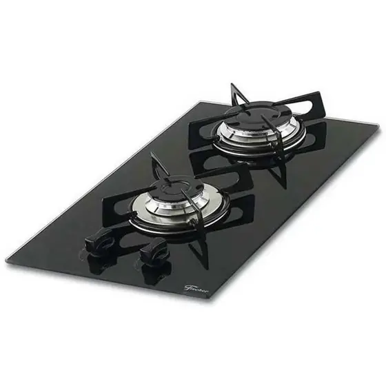Cooktop a Gás Fischer 2 Bocas Acendimento Superautomático Preto