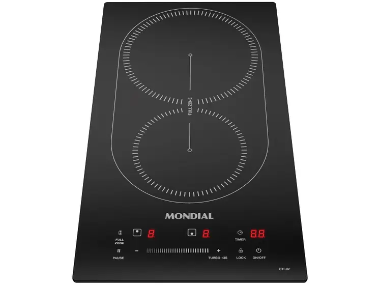 Cooktop a Indução Mondial 2 Bocas Touch Preto Acendimento Automático CTI-02