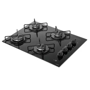 Cooktop a Gás Atlas Agile Up 4 Bocas com Mesa de Vidro e Queimador Mega Chama Preto Bivolt