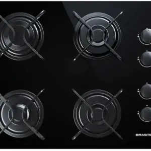 Cooktop a Gás Brastemp Ative 4 Bocas Preto com Grades Piatina GLP BDD61AE