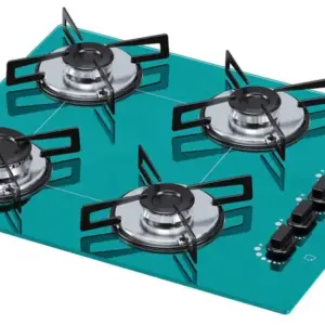 Cooktop a Gás Chamalux 4 Bocas Ultra Chama Verde Água Bivolt GN Cooktop a Gás Chamalux 4 Bocas Ultra Chama Verde Água Bivolt GN