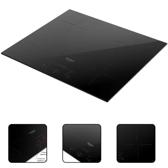 Cooktop a Indução Dako Supreme 4 Bocas Preto 220V