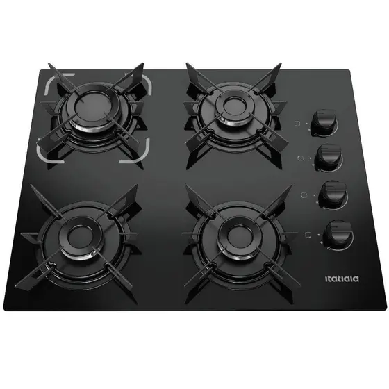 Cooktop a Gás Itatiaia Electra 4 Bocas Vidro Temperado Preto Bivolt 3700000351