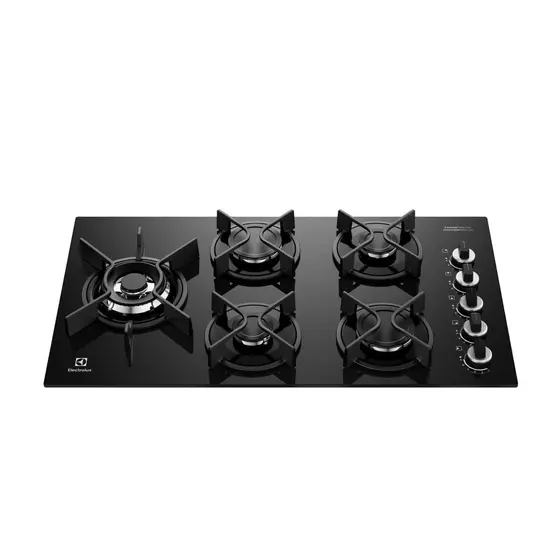 Cooktop a Gás Electrolux Expert 5 Bocas Mesa Vidro ChamaPrecisa e Grade Ferro Fundido KE5GW