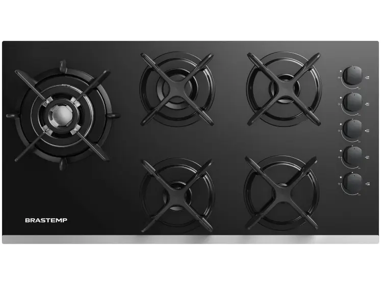 Cooktop a Gás Brastemp Eclipse Collection 5 Bocas Quadrichama Black Inox GLP BDD86AP