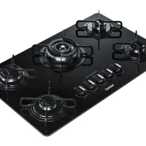 Cooktop a Gás Consul 5 Bocas Vidro Temperado Quadrichama Preto Gás Natural e GLP CDD75AE Cooktop a Gás Consul 5 Bocas Vidro Temperado Quadrichama Preto Gás Natural e GLP CDD75AE