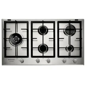 Cooktop a Gás Brastemp Gourmand 5 Bocas Inox com Duplachama e Trempe de Ferro Fundido BDK90DR