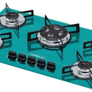 Cooktop a Gás Chamalux 5 Bocas Tripla Chama Verde Água Bivolt Cooktop a Gás Chamalux 5 Bocas Tripla Chama Verde Água Bivolt