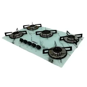 Cooktop a Gás Chamalux 5 Bocas Ultra Chama em Vidro Temperado Cooktop a Gás Chamalux 5 Bocas Ultra Chama em Vidro Temperado